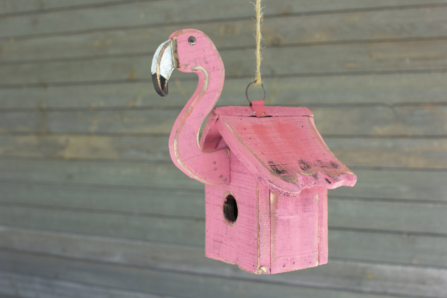 Kalalou Lighting CMG1130  Recycled Wood Flamingo Birdhouse Outdoor Bronze / Dark