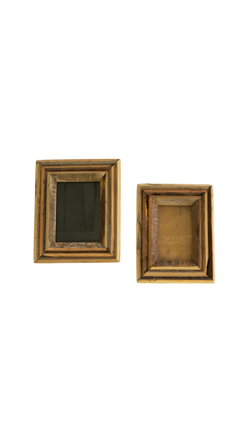 Kalalou Lighting NMCC1150  Set Of 2 Recycled Wood Photo Frames Mirror Bronze / Dark