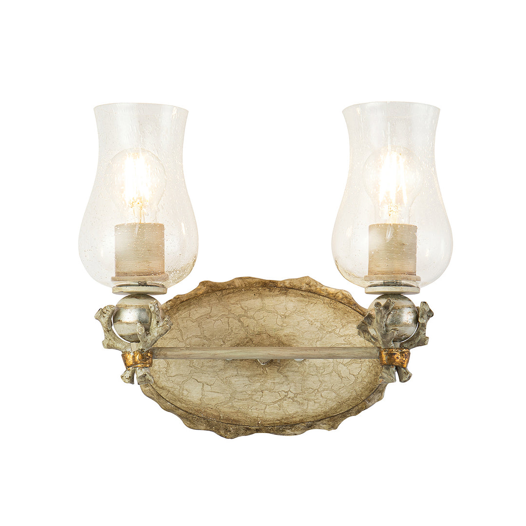 Lucas+McKearn Trellis Bb1238-2 Bath Vanity Light 14 in. wide - Putty Patina and Silver Leaf