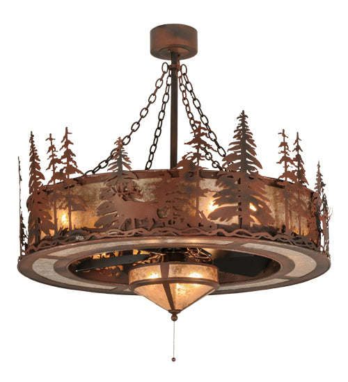 Meyda Tiffany Elk At Dusk 115914 Ceiling Fan - Rust, Custom, Hand Wrought Iron