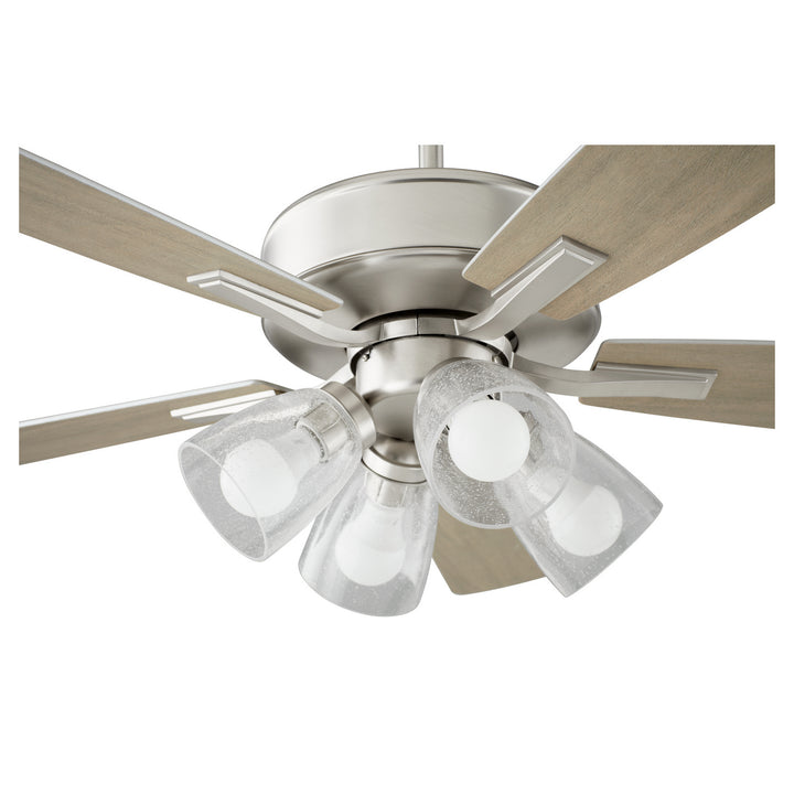 Quorum Ovation 4525-2465 Ceiling Fan 52 in. - Satin Nickel, Silver/Weathered Gray