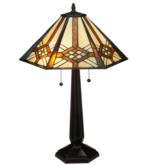 Meyda Tiffany Lighting 119659 Crosshairs Mission Two Light Table Lamp Lamp Bronze / Dark