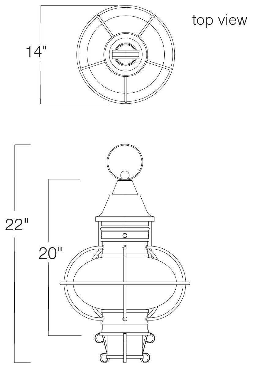 Norwell Lighting 1710-SB-CL American Onion One Light Post Mount Outdoor Brass