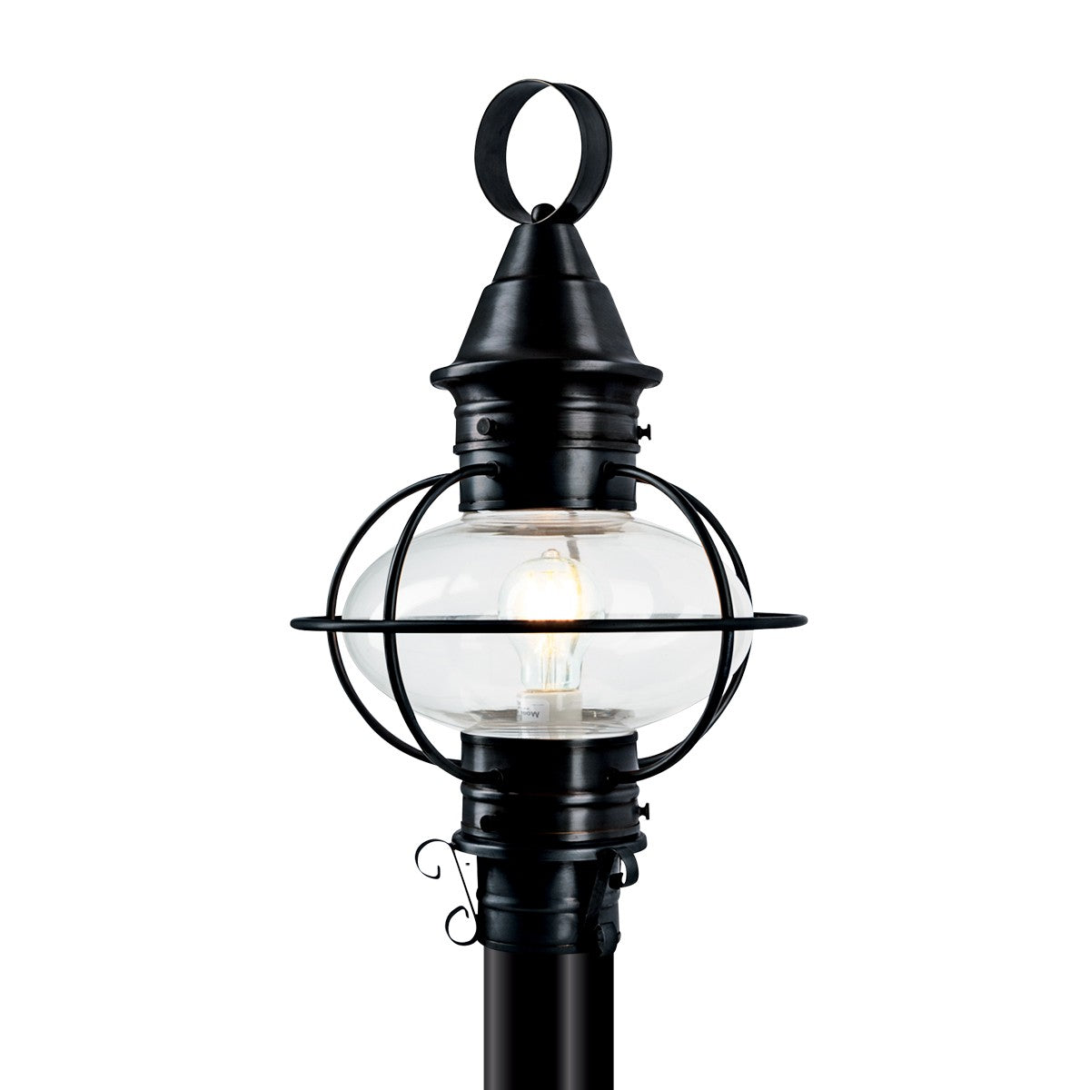 Norwell Lighting 1711-BL-CL American Onion One Light Post Mount Outdoor Black