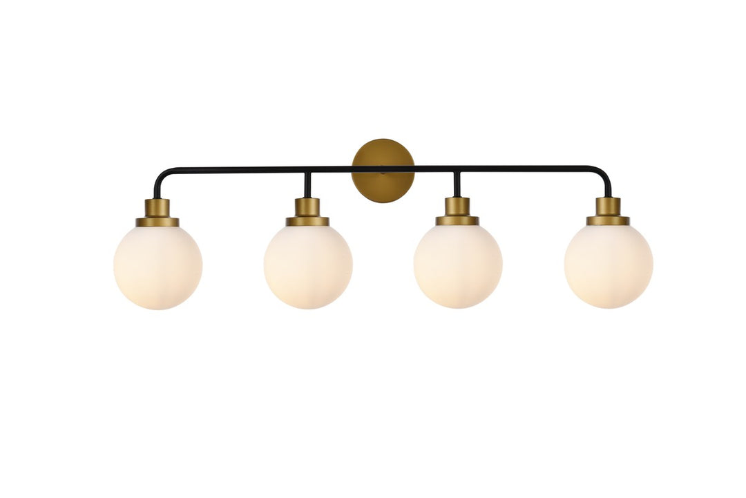 Elegant Hanson LD7036W38BRB Bath Vanity Light 8 in. wide - Black And Brass And Frosted Shade