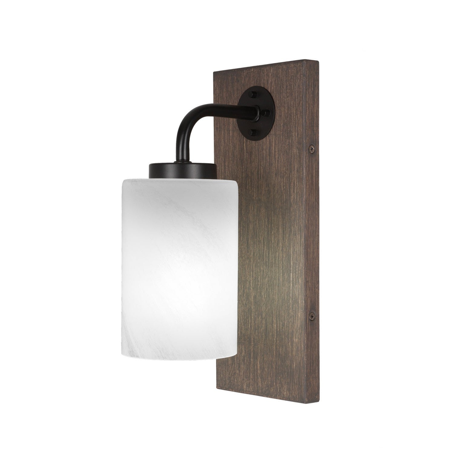 Toltec Oxbridge 1771-mbdw-3001 Wall Sconce Light - Matte Black & Painted Distressed Wood-look