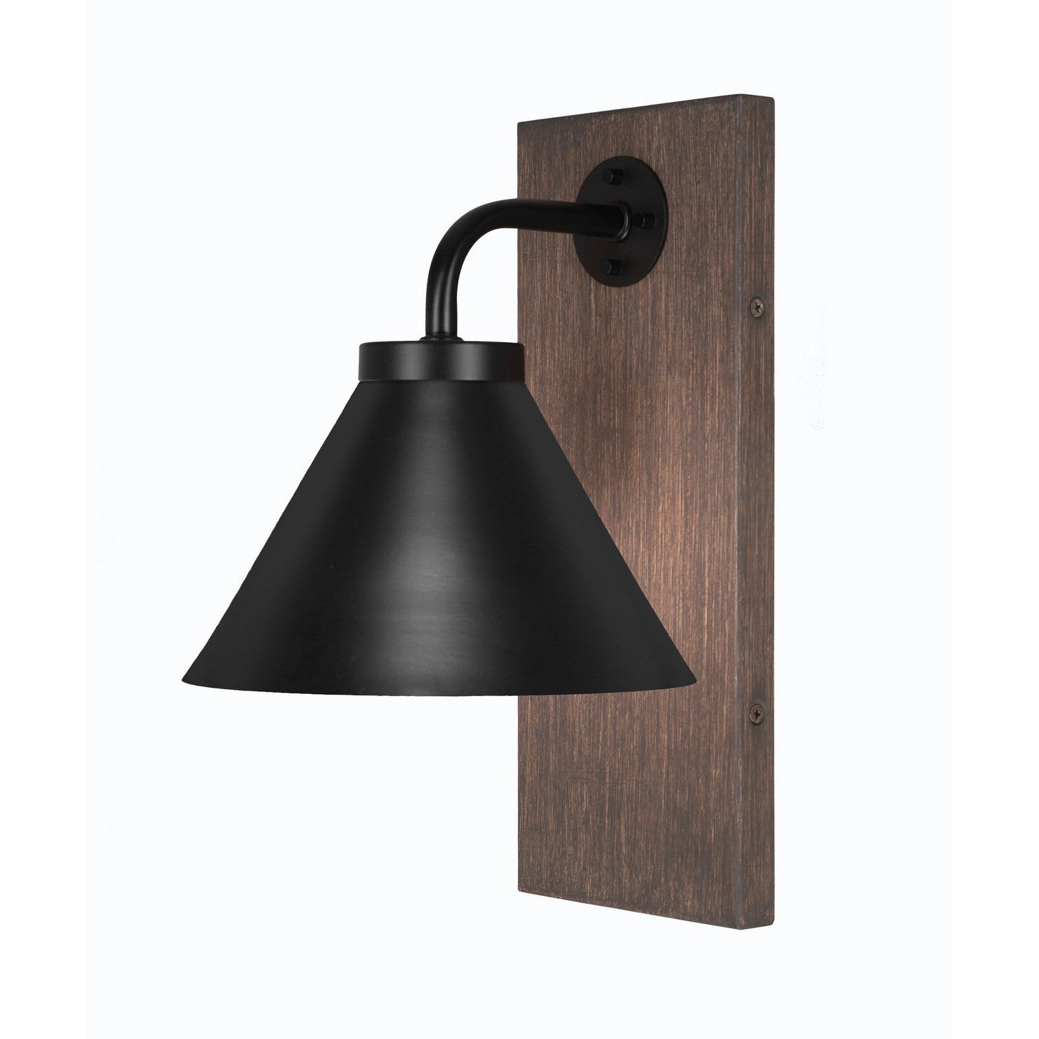 Toltec Oxbridge 1771-mbdw-421-mb Wall Sconce Light - Matte Black & Painted Distressed Wood-look