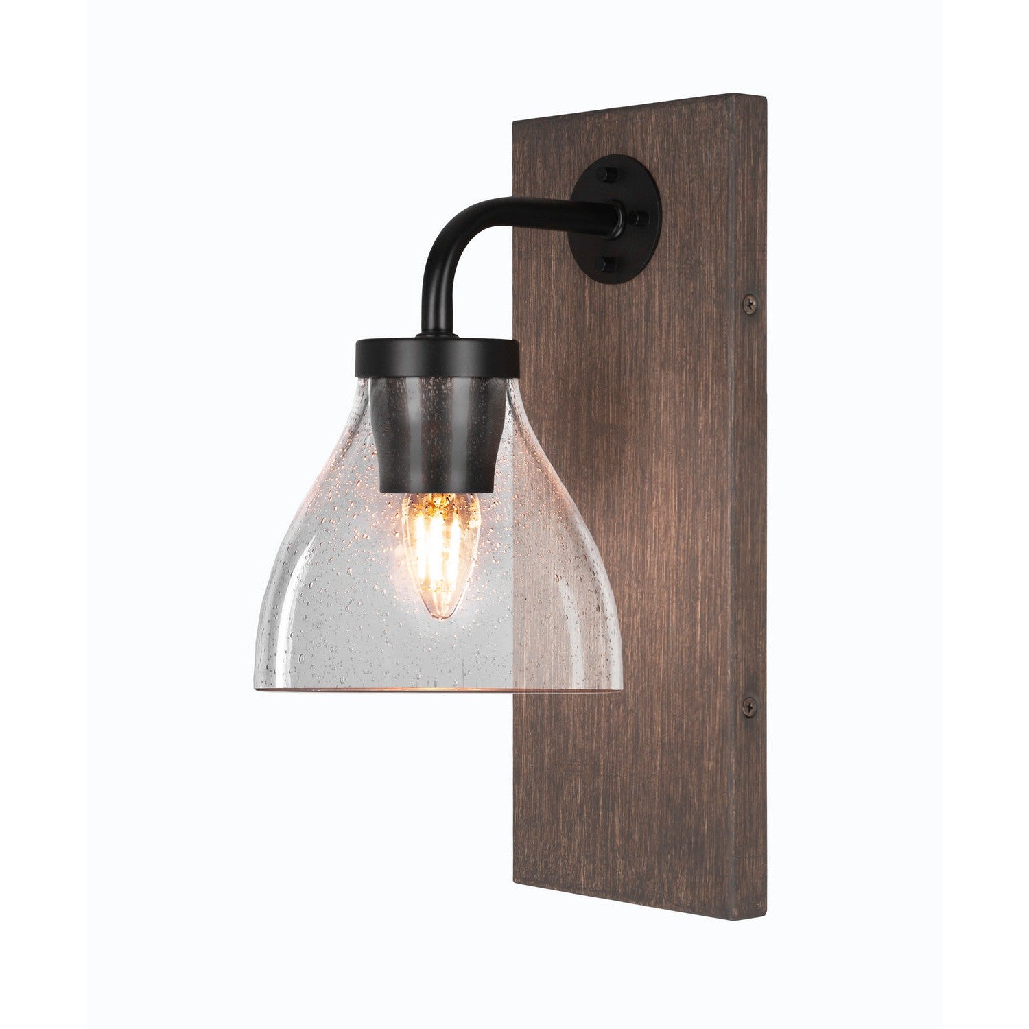 Toltec Oxbridge 1771-mbdw-4760 Wall Sconce Light - Matte Black & Painted Distressed Wood-look