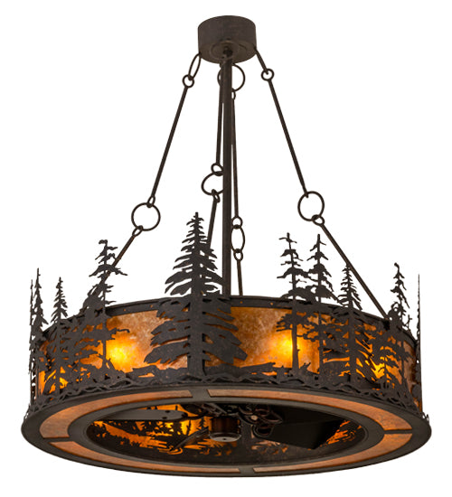 Meyda Tiffany Tall Pines 166833 Ceiling Fan - Copper Rust /Amber Mica