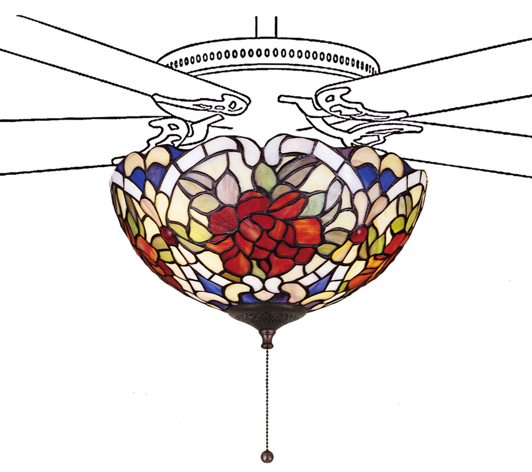 Meyda Tiffany Renaissance Rose 27458 Ceiling Fan - Beige Burgundy Ca