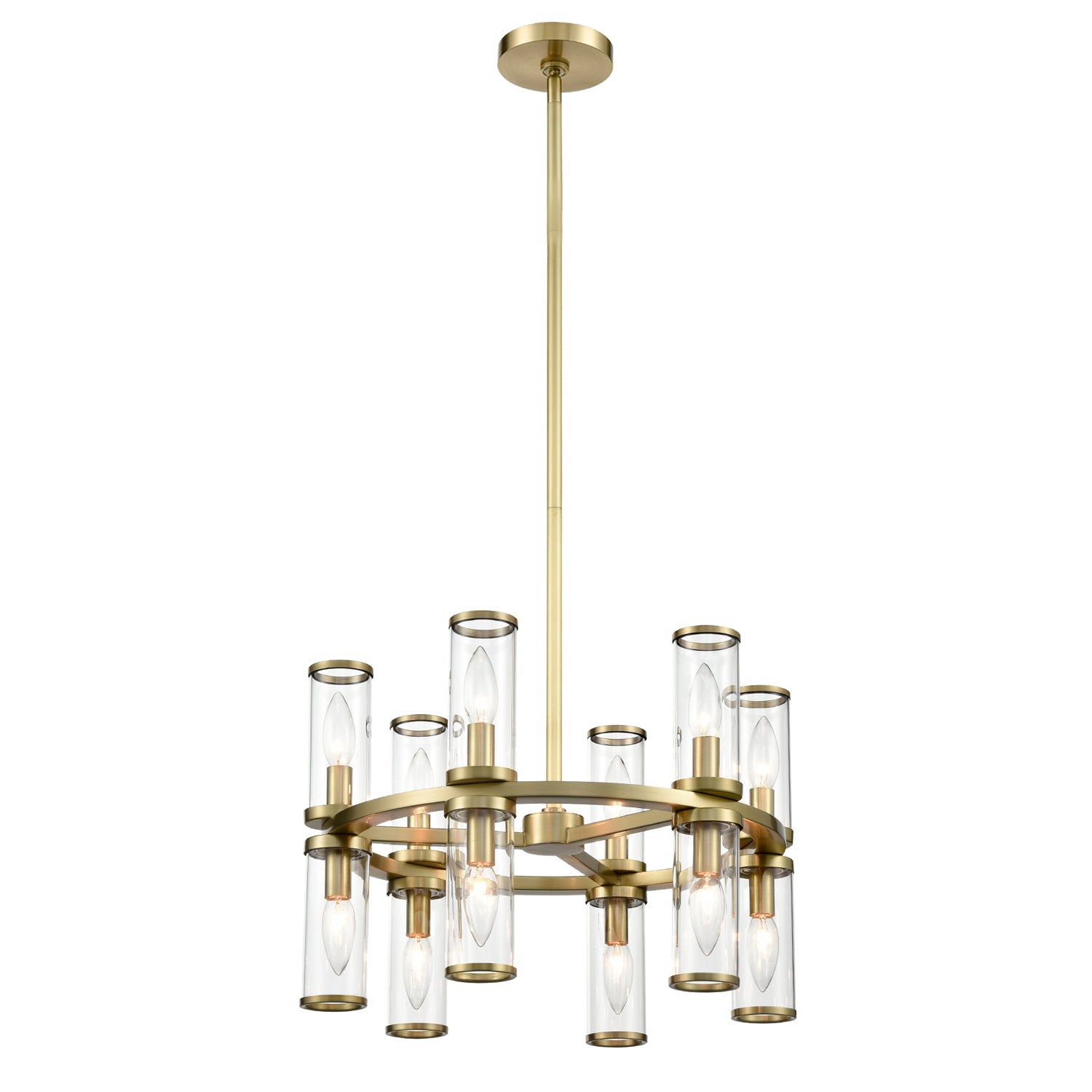 Alora revolve CH309066NBCG Chandelier Light - Clear Glass/Natural Brass