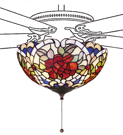 Meyda Tiffany Renaissance Rose 27458 Ceiling Fan - Beige Burgundy Ca