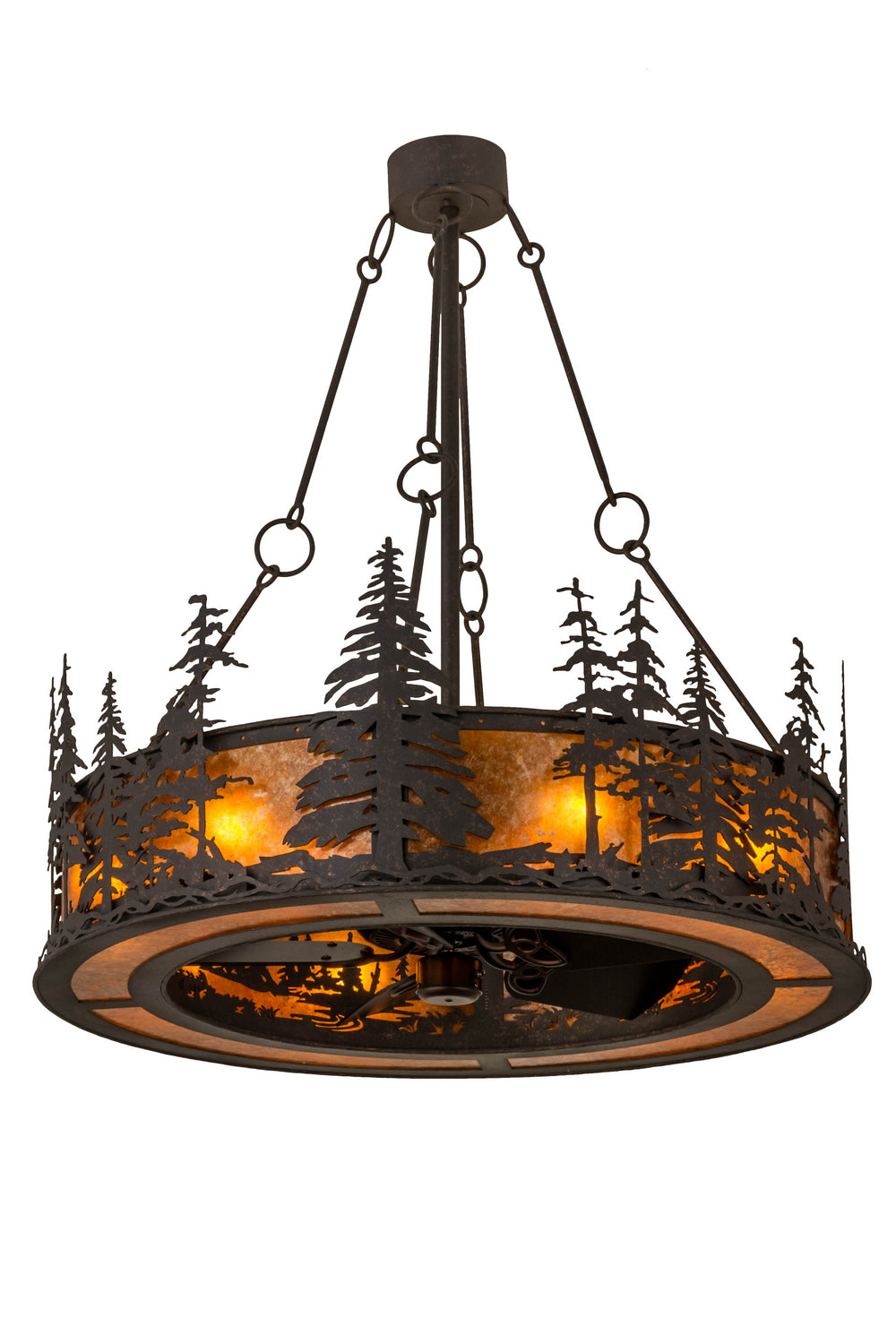 Meyda Tiffany Tall Pines 166833 Ceiling Fan - Copper Rust /Amber Mica