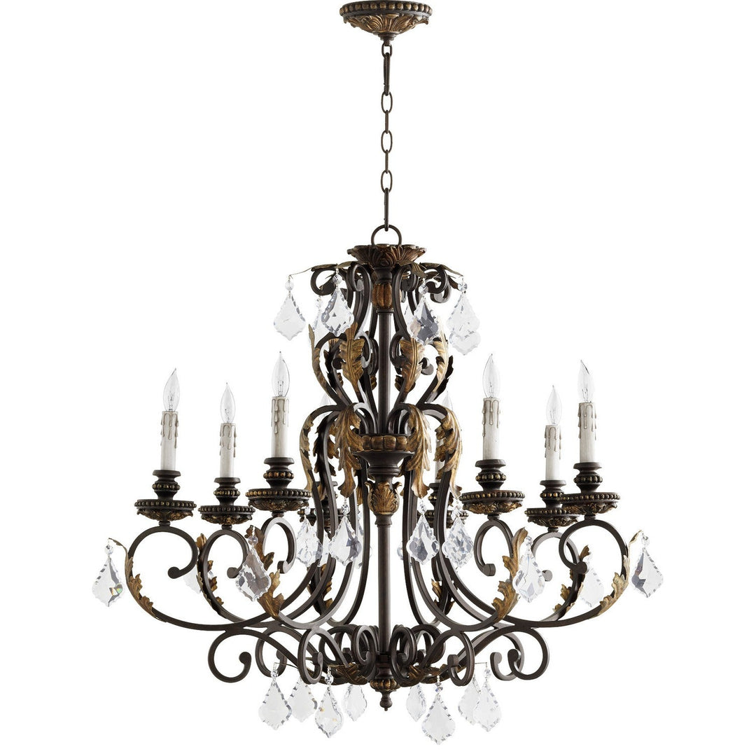 Quorum Rio Salado 6157-8-44 Chandelier Light - Toasted Sienna With Mystic Silver