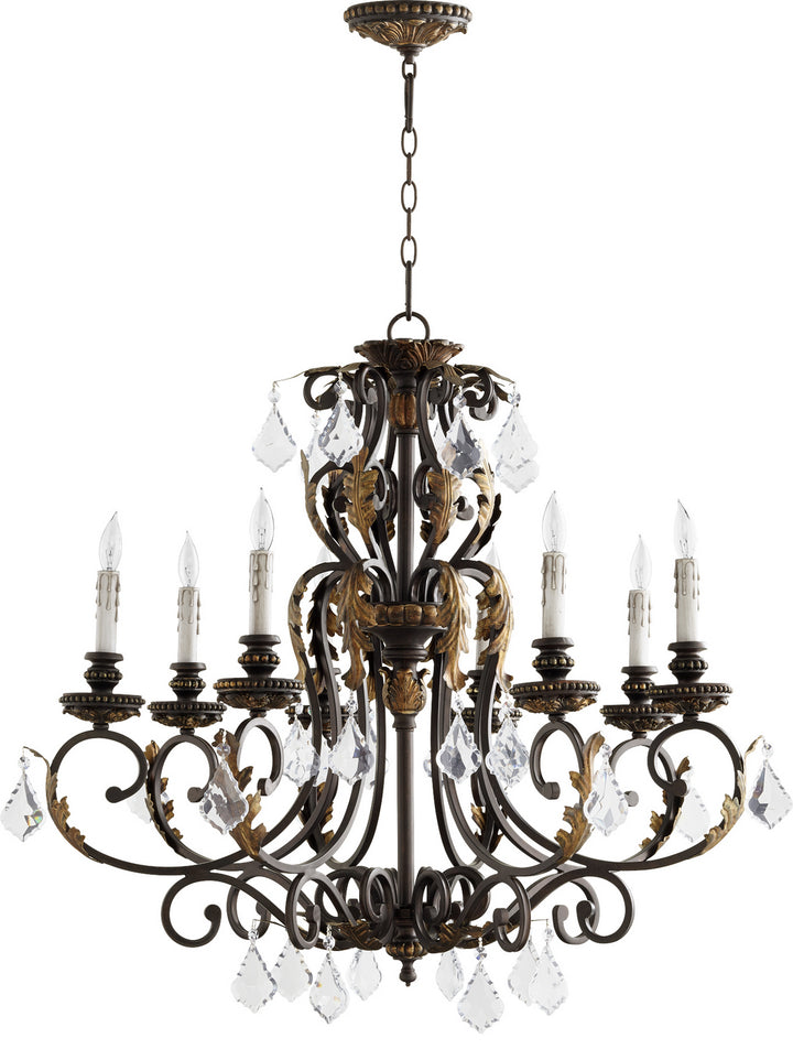 Quorum Rio Salado 6157-8-44 Chandelier Light - Toasted Sienna With Mystic Silver