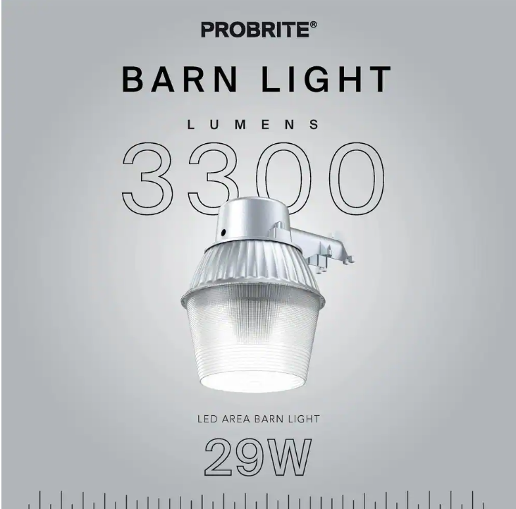 LED Barn Light, Dusk to Dawn, Backyard Lighting, 3300 Lumens - Silver/Gray