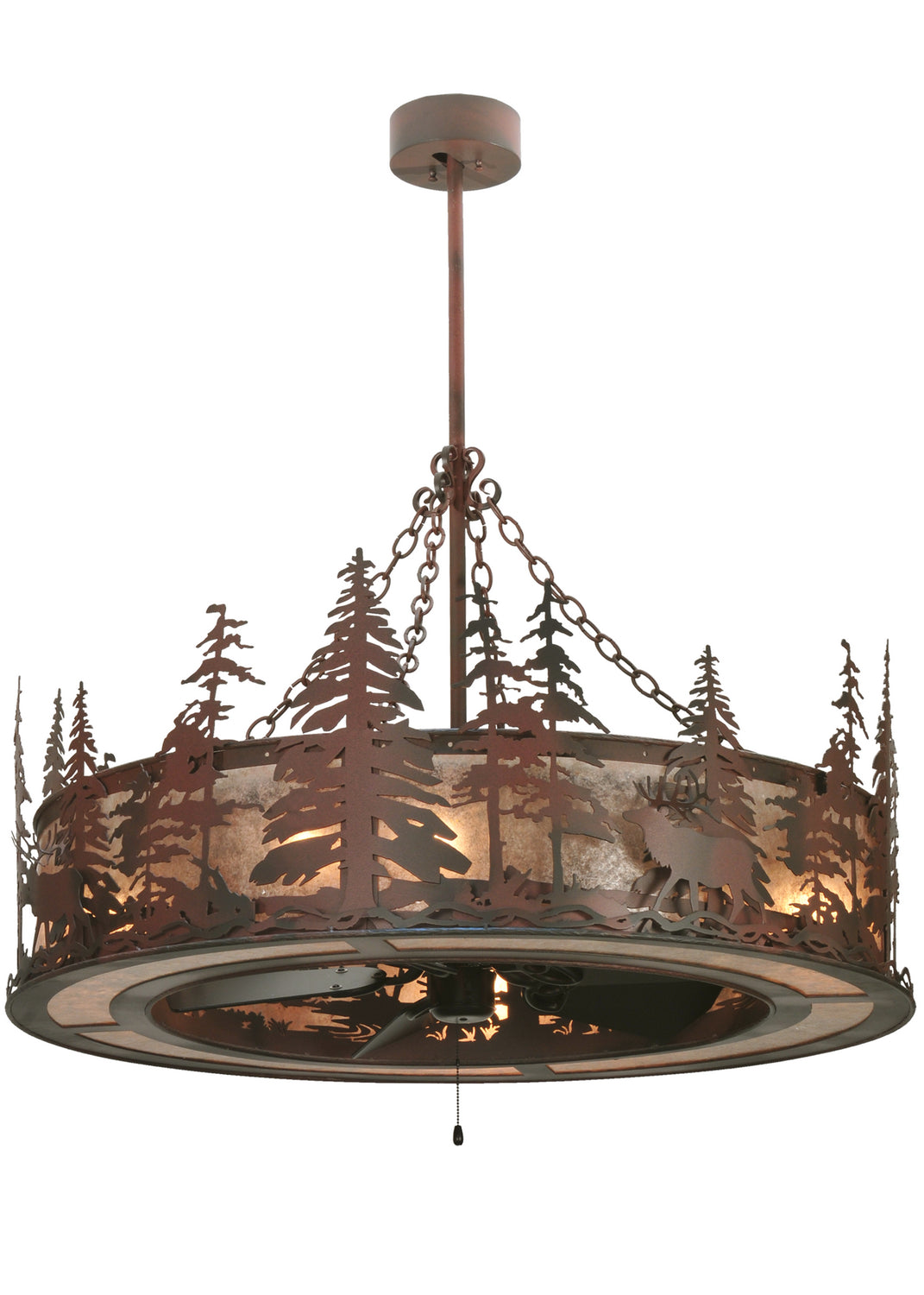 Meyda Tiffany Elk At Dusk 144299 Ceiling Fan - Rust, Wrought Iron