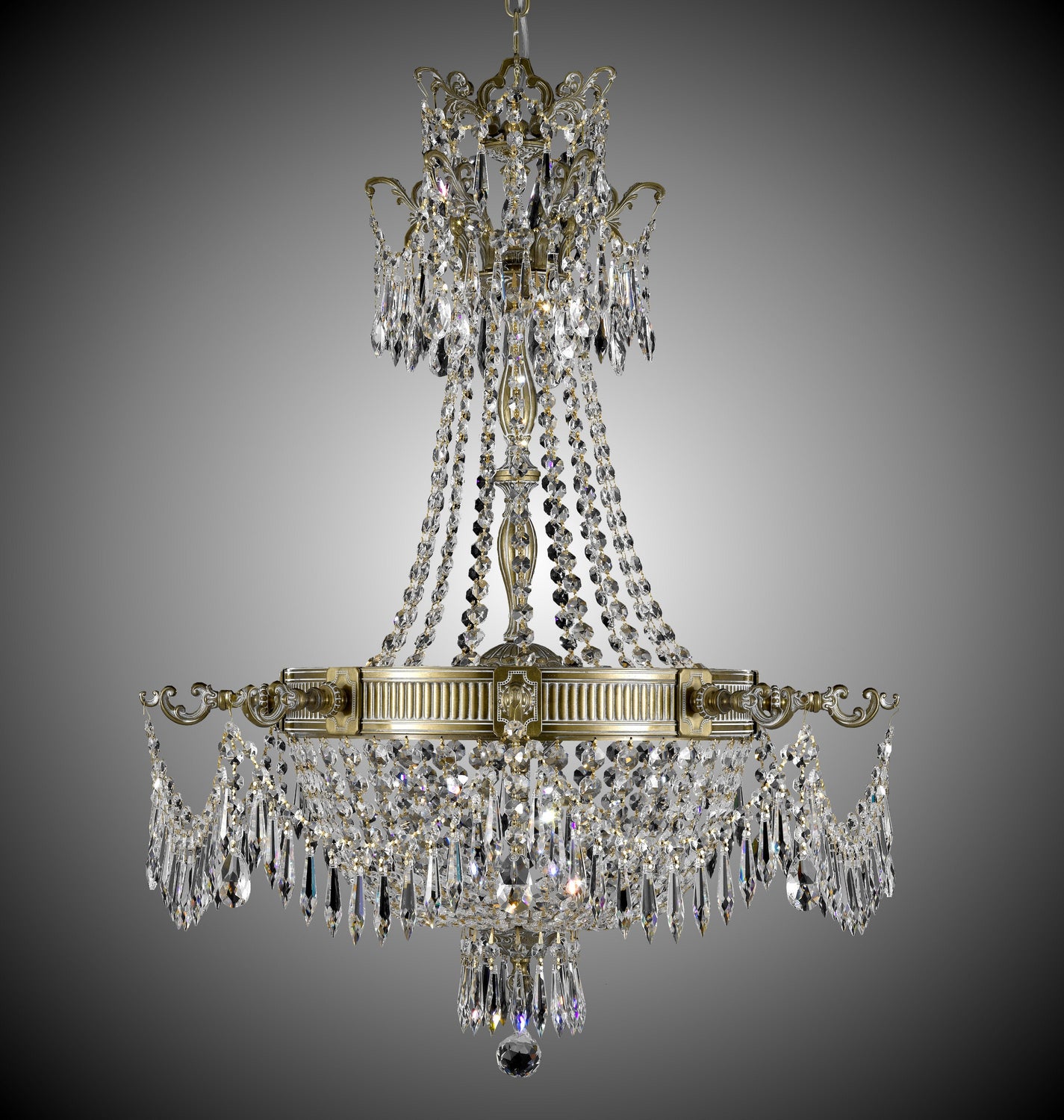 American Brass & Crystal Valencia CH8122-P-04G Chandelier Light - Antique White Glossy