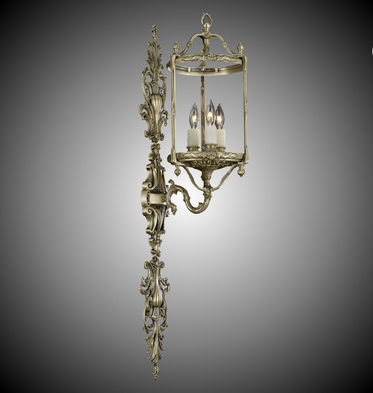 American Brass & Crystal Lantern WS2187-02G-PI Wall Sconce Light - Antique Black Glossy