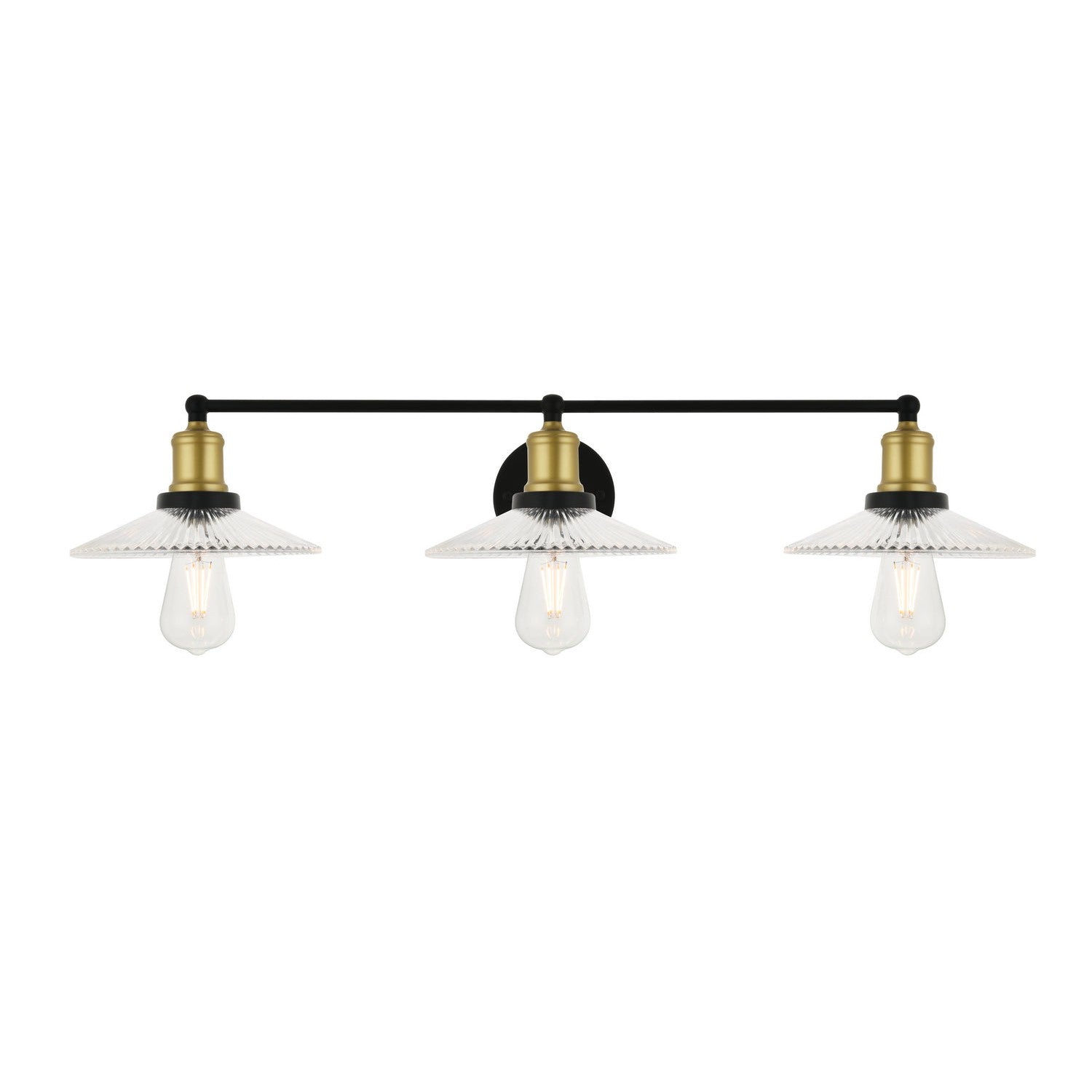 Elegant Waltz LD4040W33BRB Bath Vanity Light 33 in. wide - Brass And Black And Clear