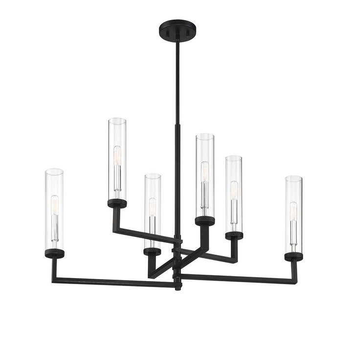 Savoy House Folsom 1-2136-6-67 Chandelier Light - Matte Black with Polished Chrome Accents