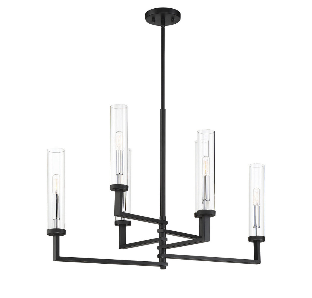 Savoy House Folsom 1-2136-6-67 Chandelier Light - Matte Black with Polished Chrome Accents