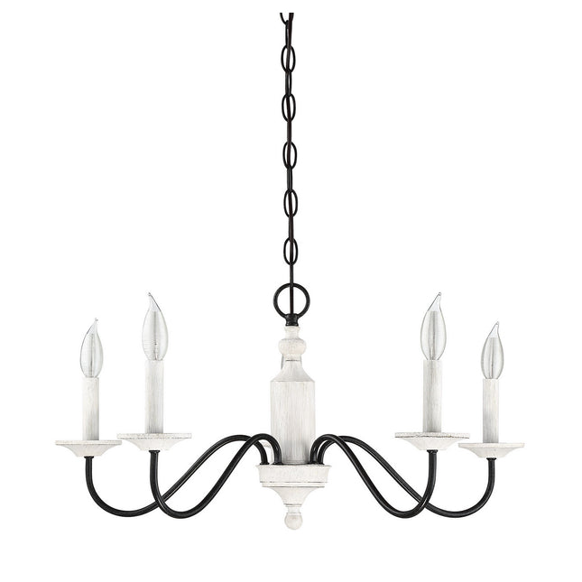 Meridian Mchan M10044WW Chandelier Light - Washed Wood and Iron