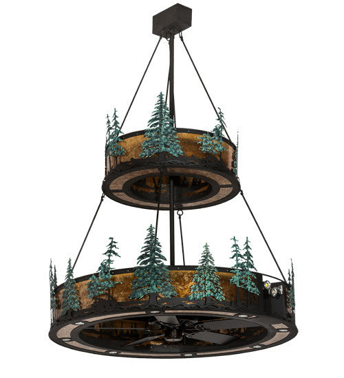 2nd Avenue Tall Pines S13225-1 Ceiling Fan - Textured Black/Green Trees