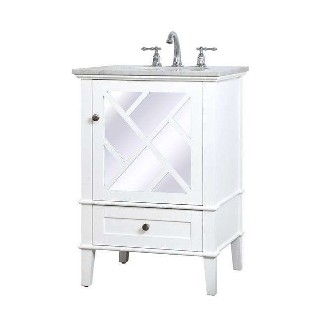 Elegant Lighting VF30224WH Luxe Single Bathroom Vanity Plumbing White