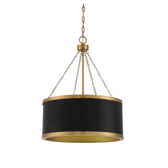 Savoy House Delphi 7-188-6-143 Pendant Light - Black with Warm Brass Accents
