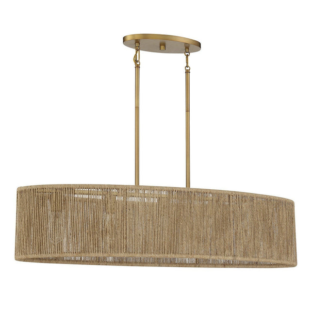 Savoy House Ashe 1-1738-5-320 Pendant Light - Warm Brass and Rope