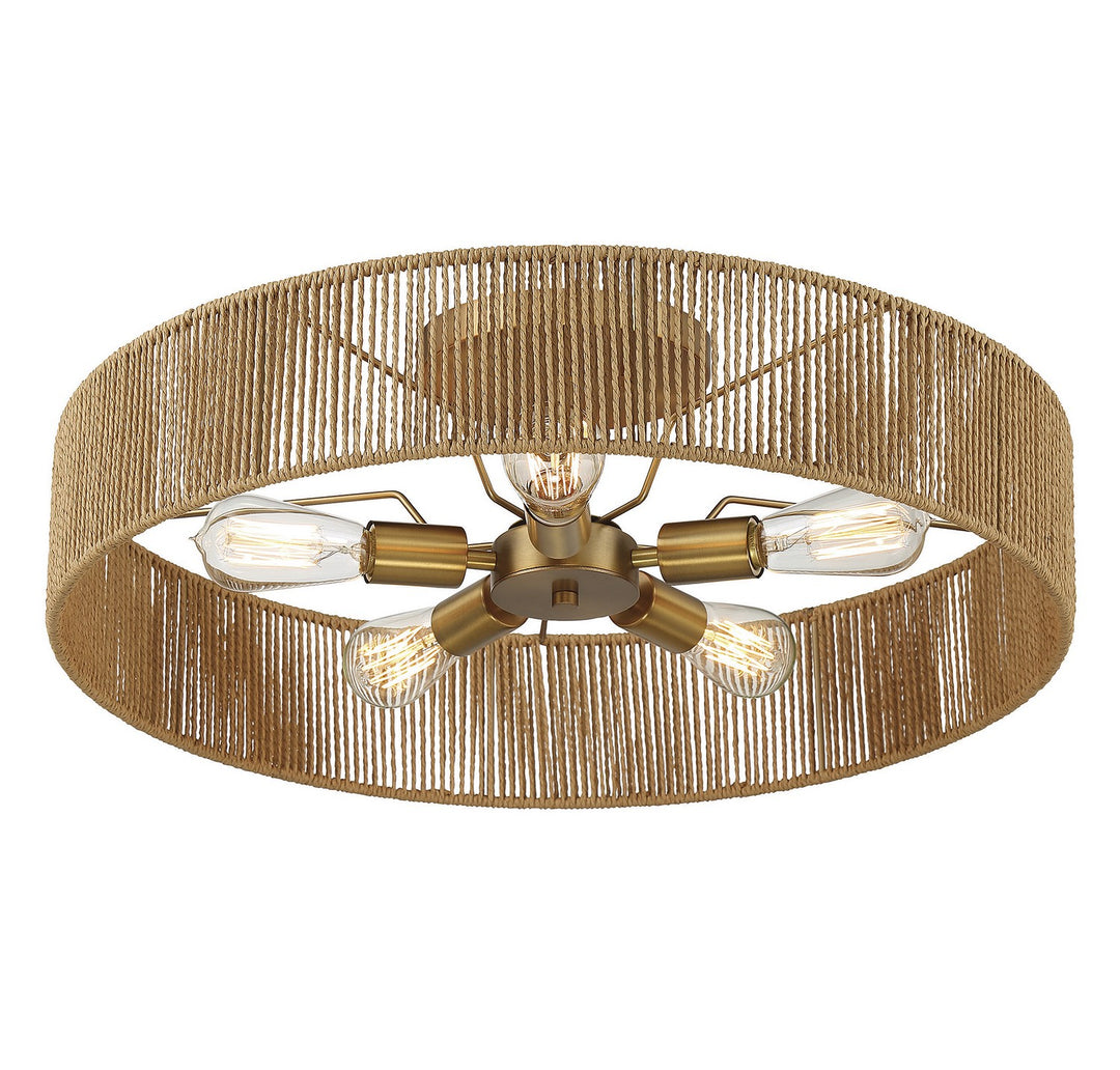 Savoy House Ashe 6-1682-5-320 Ceiling Light - Warm Brass and Rope