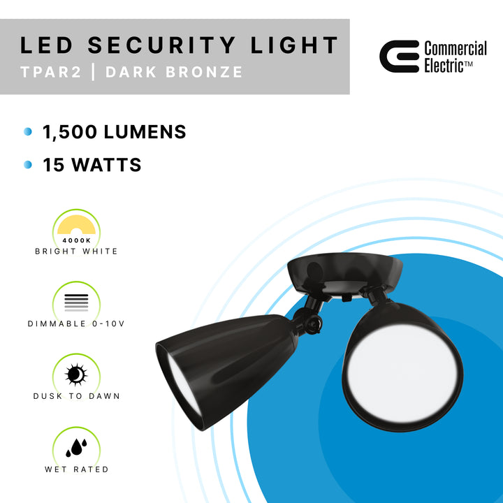 LED Security Lights with Dusk to Dawn Sensor, Outdoor LED Flood Light - Dark Bronze