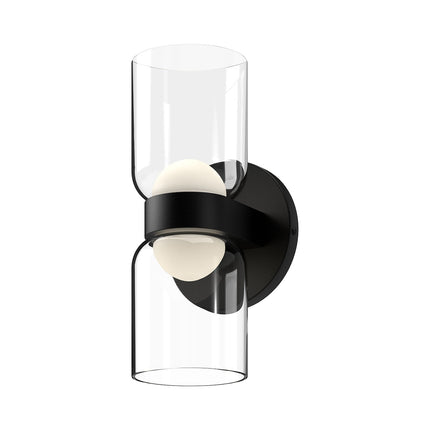 Kuzco Lighting WS52511-BK/CL Cedar Wall Light Black/Clear Glass